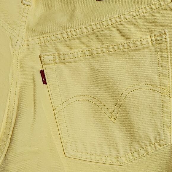 ☔️🔸️NWT Levi's 501 Yellow High Rise Button Fly Denim Shorts Size 4/27 - Picture 7 of 11